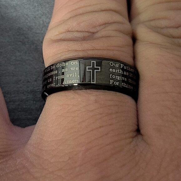 Christian Cross and Lord's Prayer Ring - Picture 2 of 4